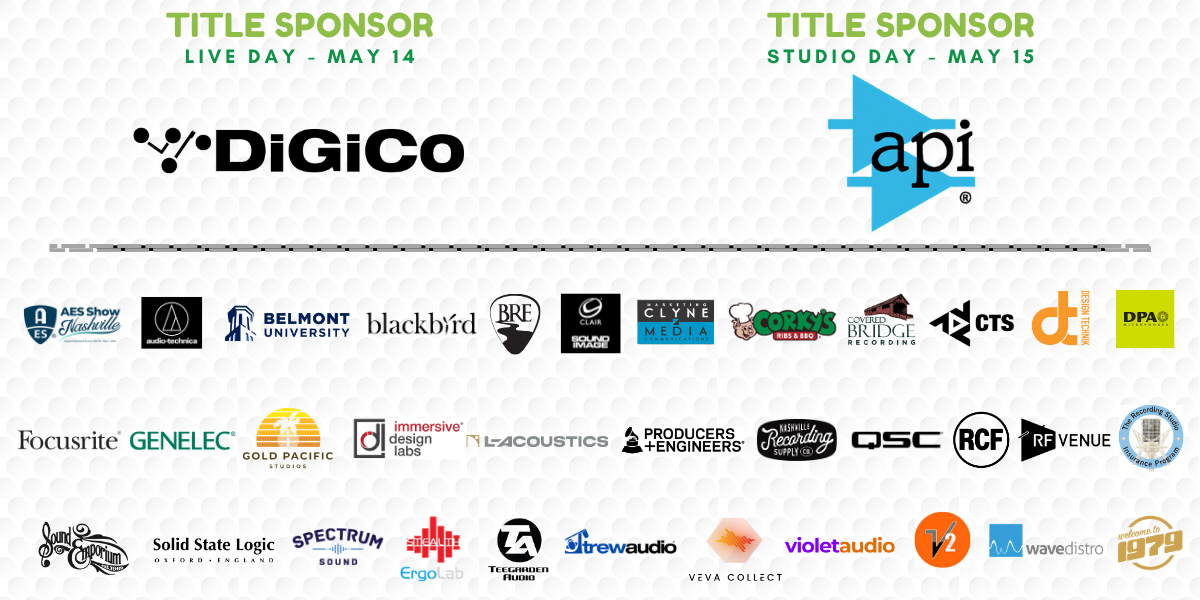 AudioMasters 2026 sponsor logo wall